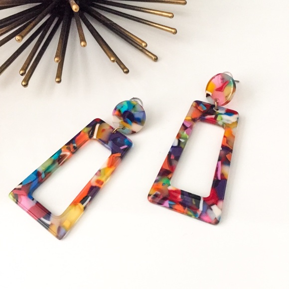 ✨HP!✨Retro Oversized Geometric Resin Earrings - Picture 2 of 7